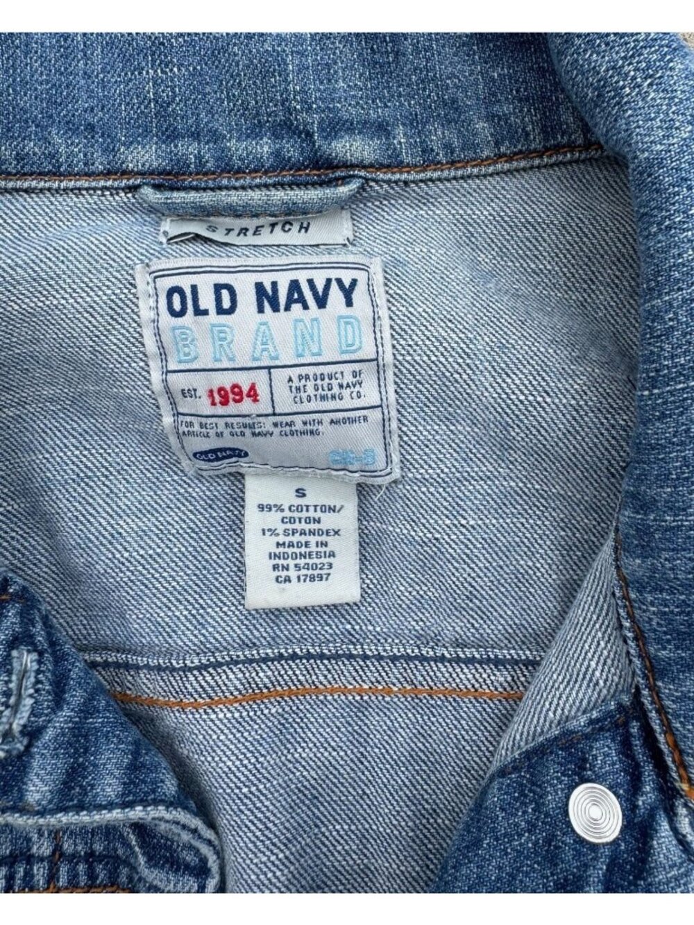 Old Navy Womens Stretch Denim Jean Jacket Size S Blue Cotton Blend - Picture 3 of 6